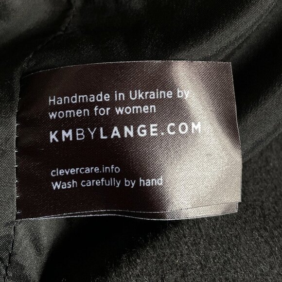 KM by Lange Cocoon Wool Coat Black Size Large NEW NWT - Picture 12 of 16